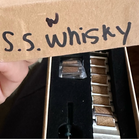 Stainless Steel and Whiskey Barrel Smartwatch Band - Picture 5 of 10